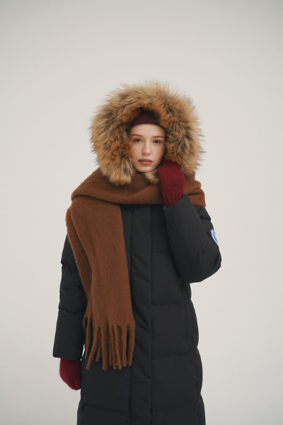 Пальто пуховое Рукка Top Arctic Goose мех Енот (Женский; 46; Темно-Синий)